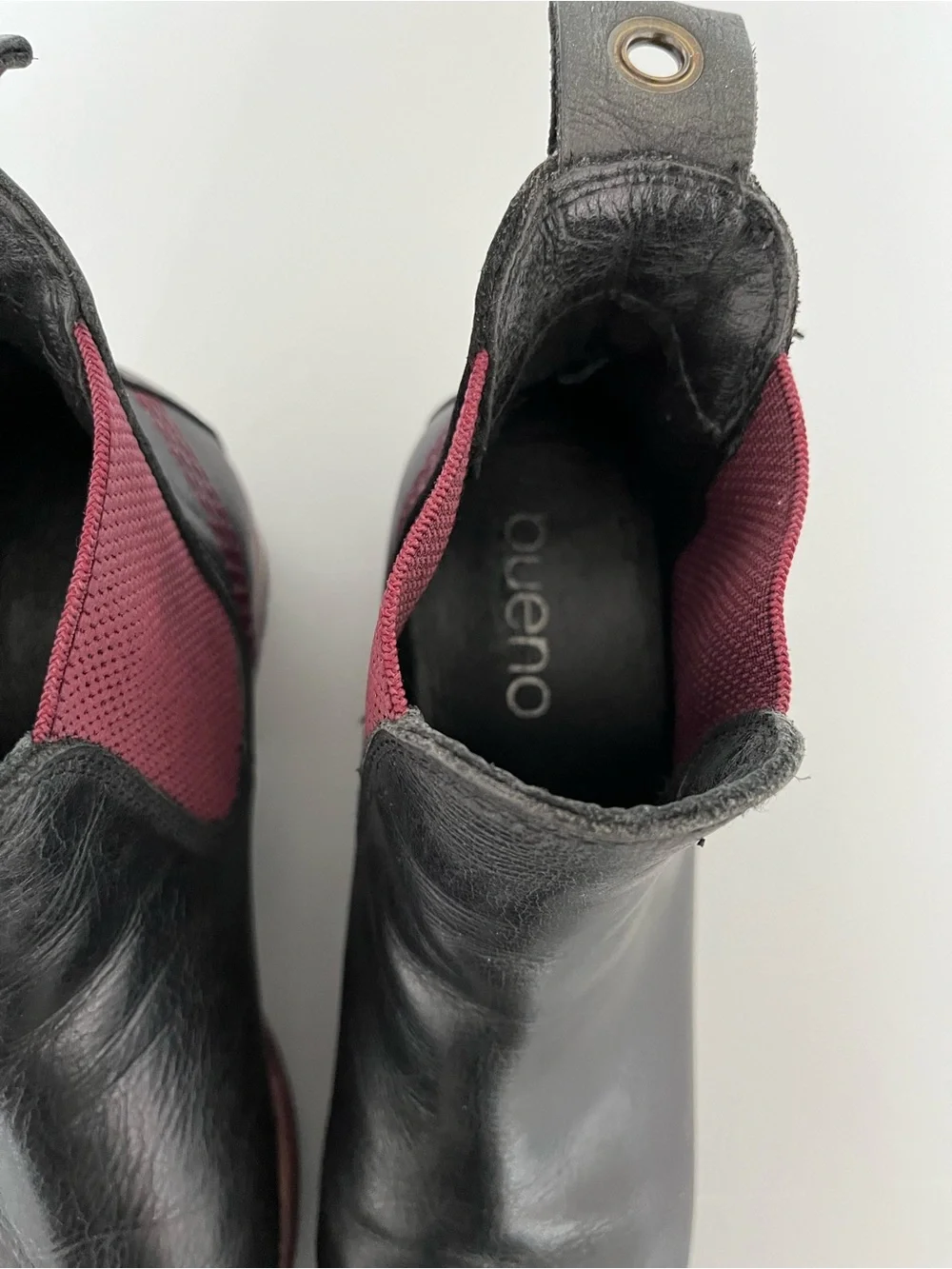 Bueno Florida Black Leather Chelsea Boots Burgundy Contrast Lug Sole 40 (9) - Picture 4 of 11